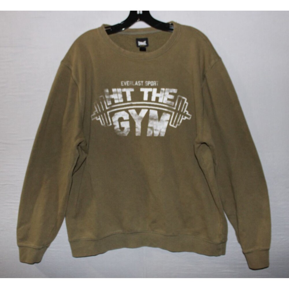 Everlast Sweater Sweatshirt Mens XLarge "Hit The Gym" Brown Gym Casual